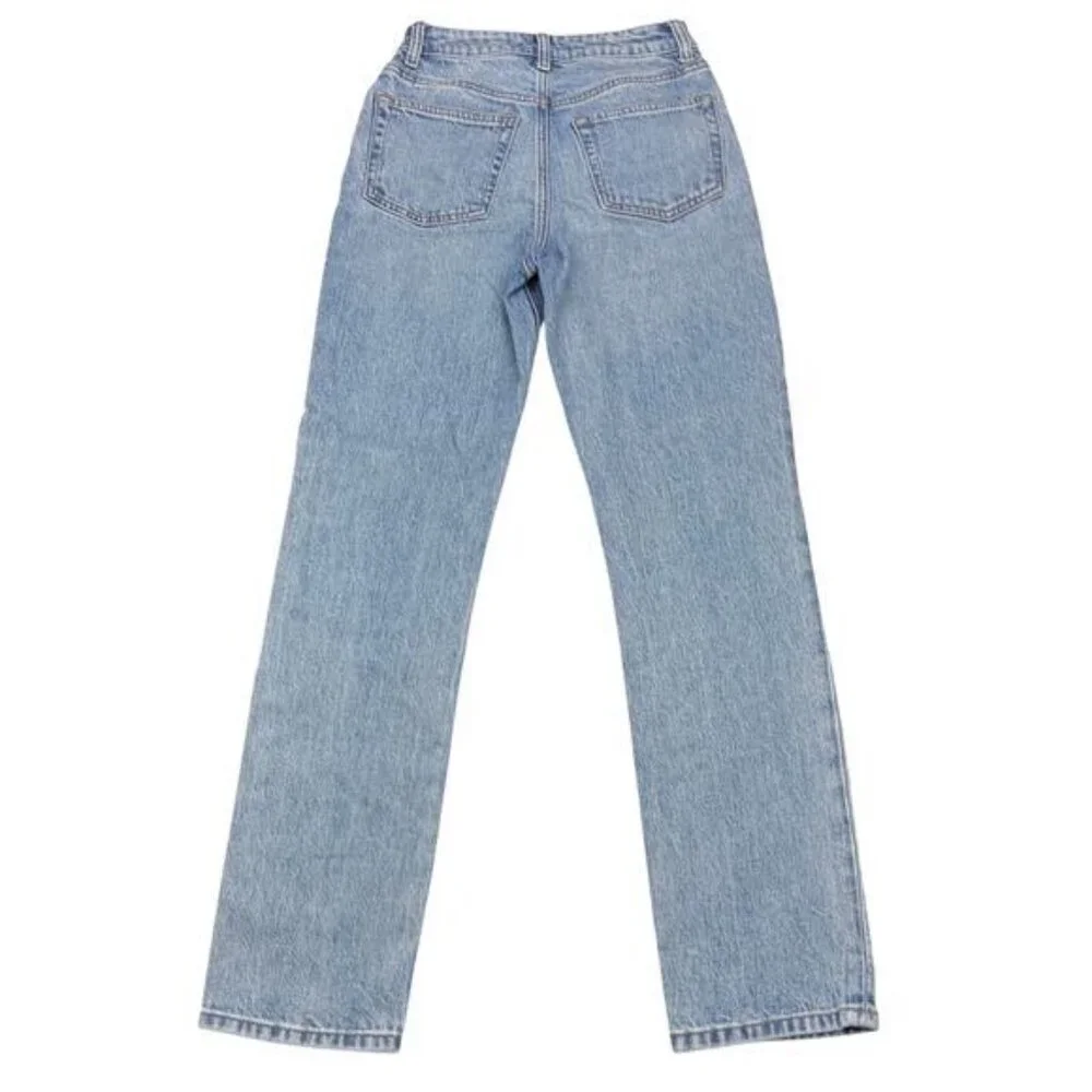 Reformation Liza Ultra High Rise Slim Straight Jeans Malta Blue Women's Size 24 - Picture 6 of 6